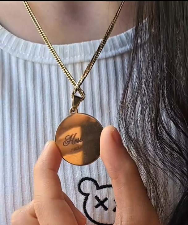 Hidden Image with name on back Necklace