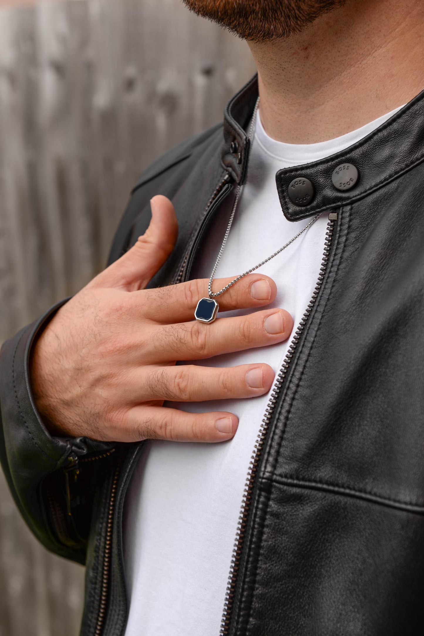 Custom Name onyx Necklace Name on Back
