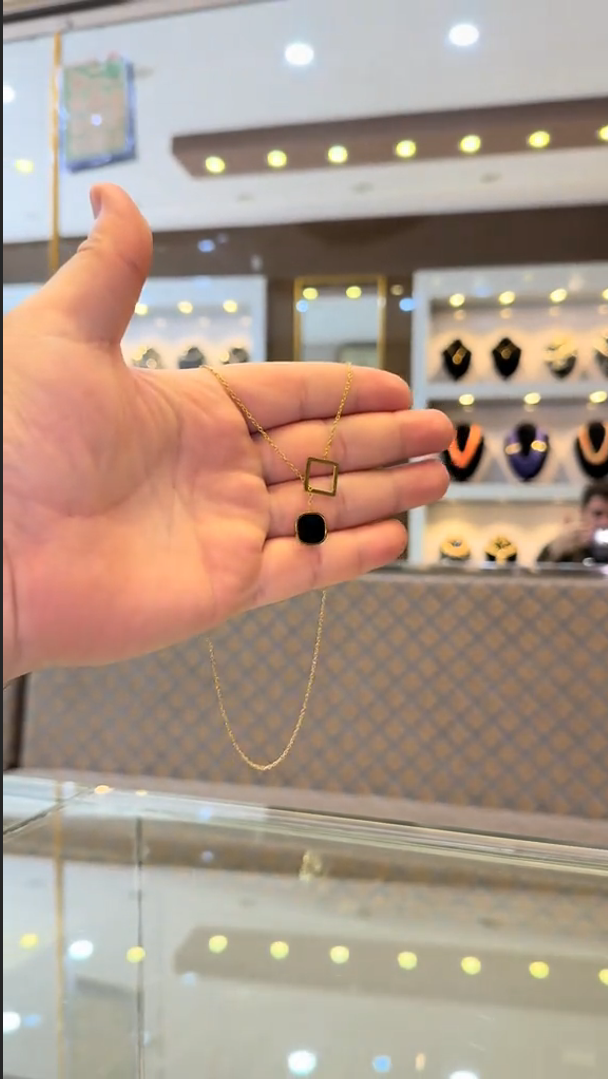 Fancy Black-stoned Necklace